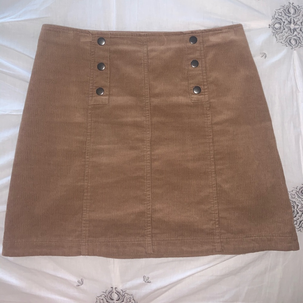 brown corduroy skirt with zipper